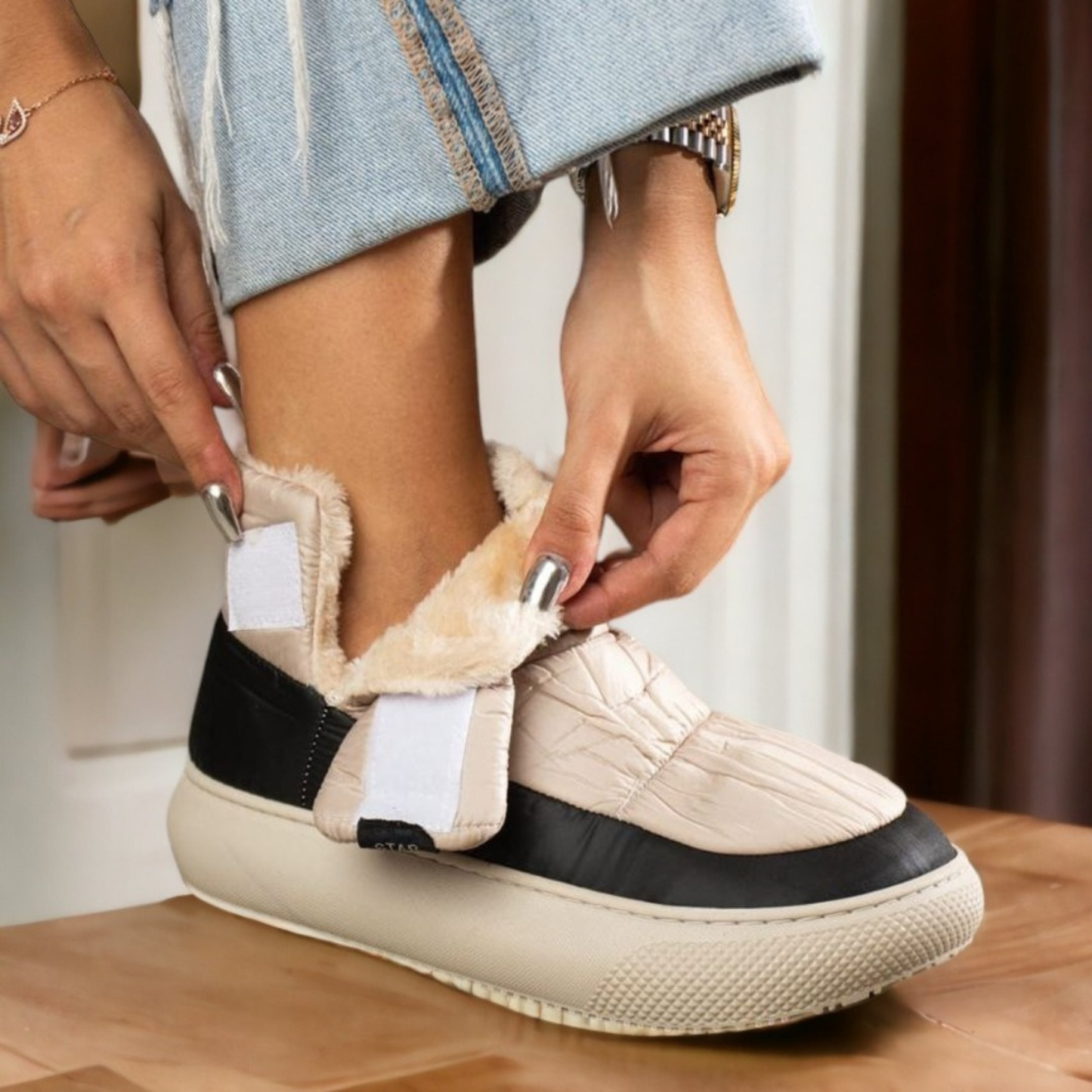 Chaussures montantes matelassées femme